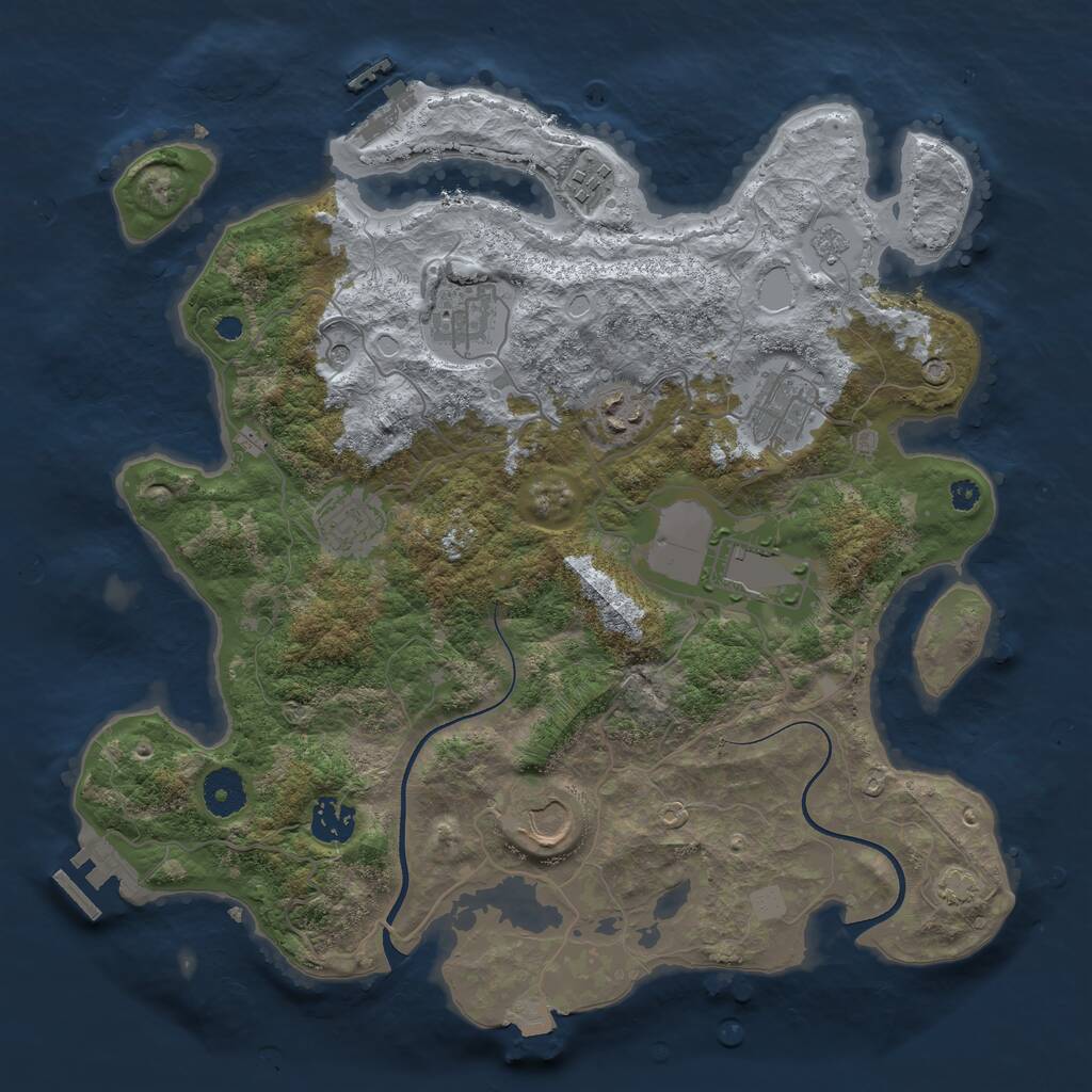 Rust Map: Procedural Map, Size: 3600, Seed: 22206, 14 Monuments