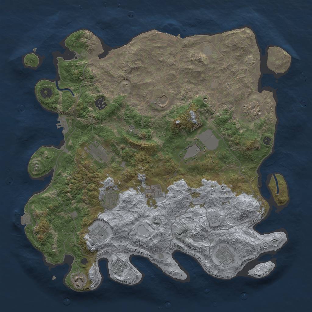 Rust Map: Procedural Map, Size: 4000, Seed: 100749829, 19 Monuments