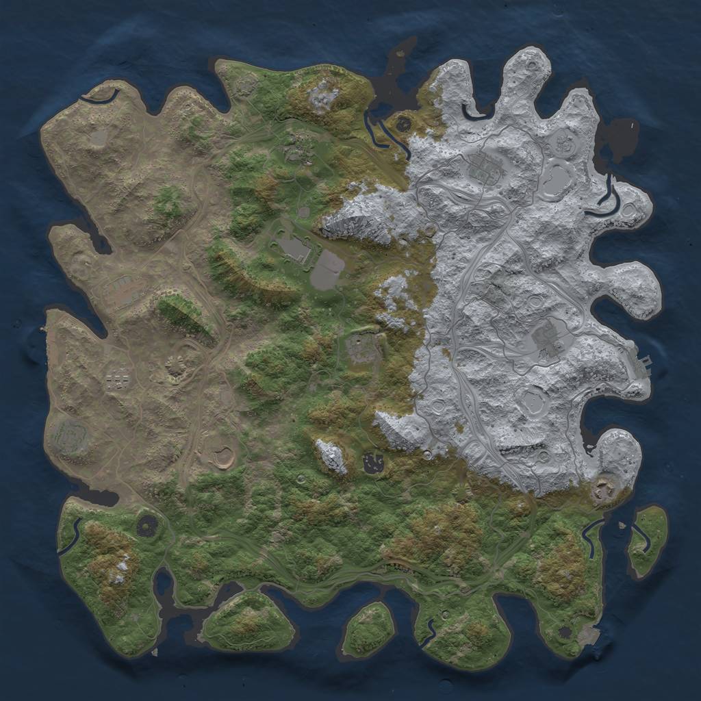 Rust Map: Procedural Map, Size: 4750, Seed: 722260550, 19 Monuments