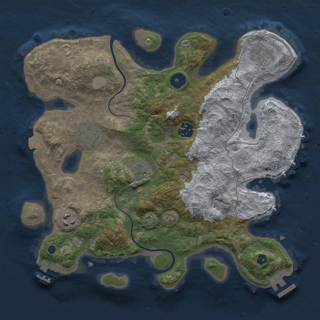 Rust Map: Procedural Map, Size: 3200, Seed: 680704239, 11 Monuments