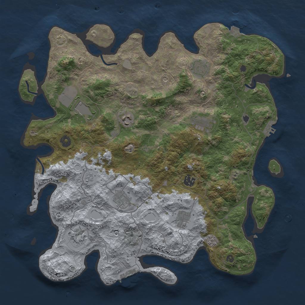 Rust Map: Procedural Map, Size: 4000, Seed: 193806759, 17 Monuments