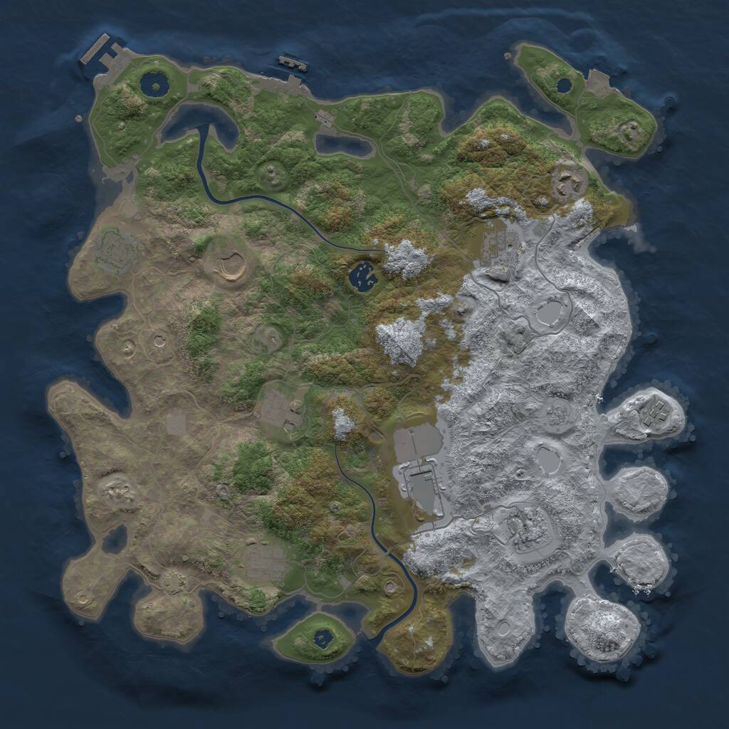 Rust Map: Procedural Map, Size: 3950, Seed: 27792838, 16 Monuments