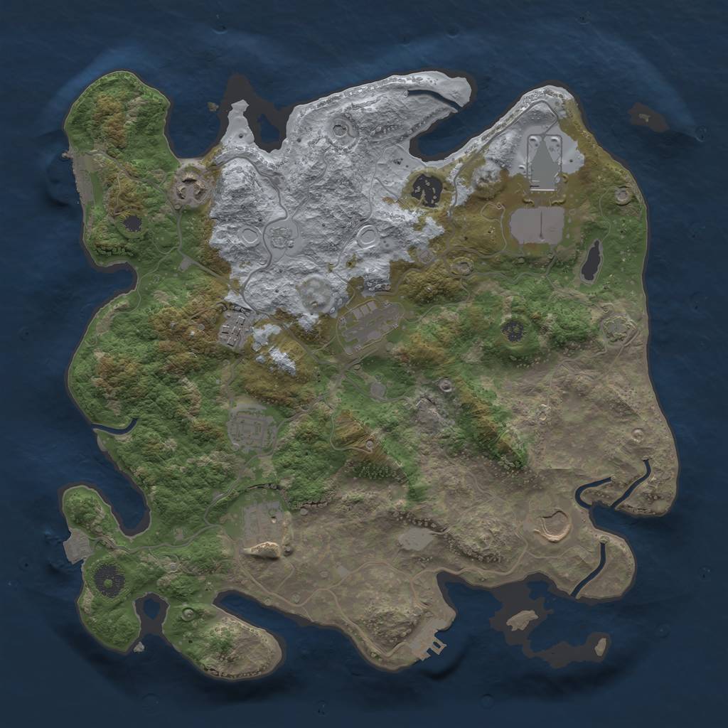 Rust Map: Procedural Map, Size: 3500, Seed: 1253211374, 16 Monuments