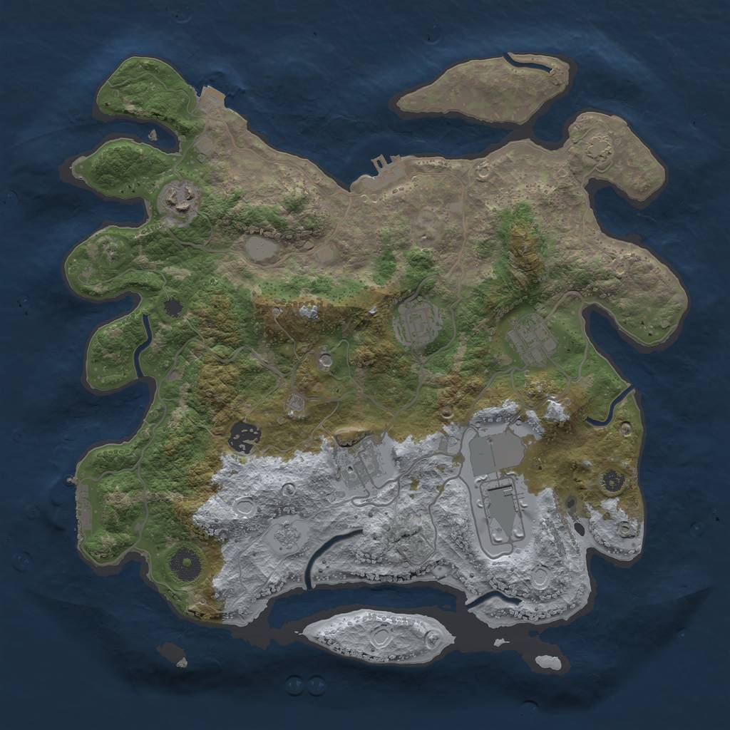 Rust Map: Procedural Map, Size: 3500, Seed: 469522383, 14 Monuments