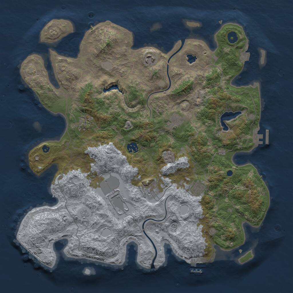 Rust Map: Procedural Map, Size: 4000, Seed: 754738535, 14 Monuments
