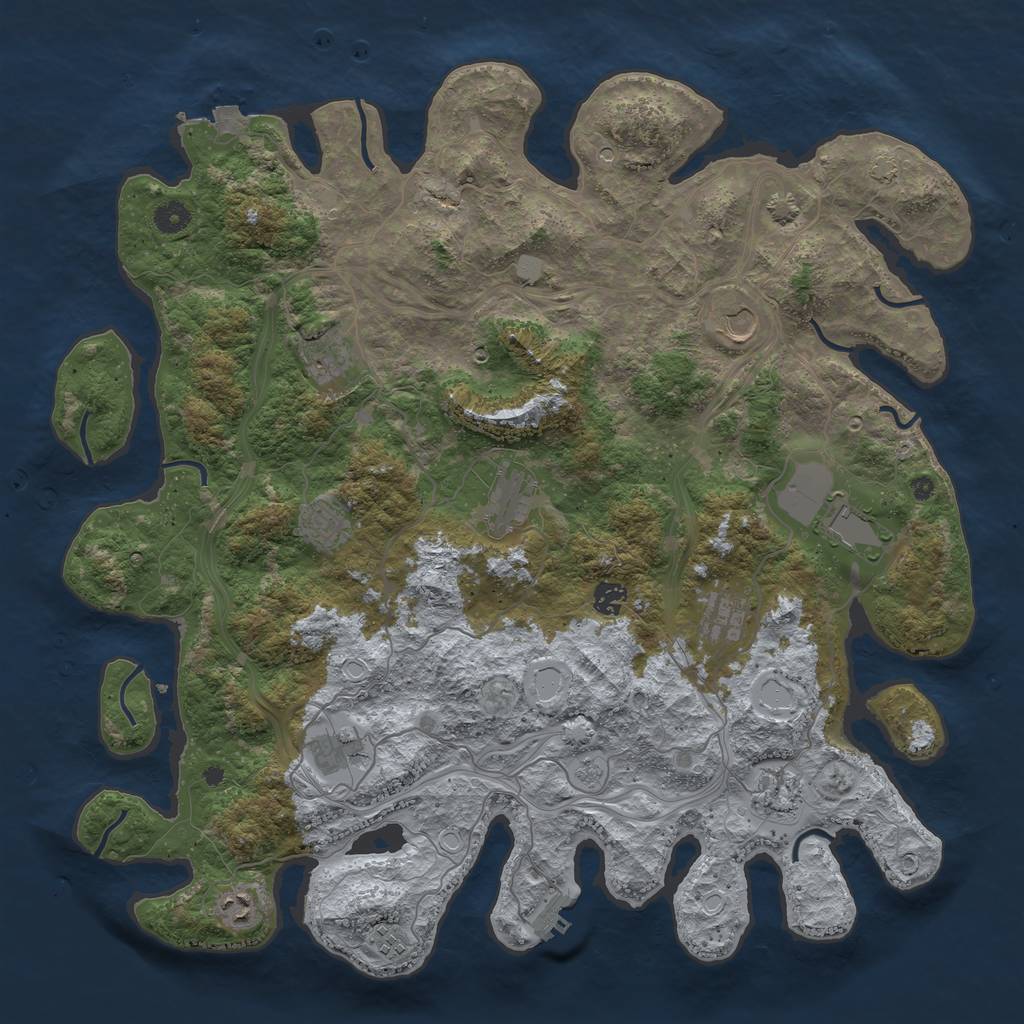 Rust Map: Procedural Map, Size: 4500, Seed: 1650585545, 18 Monuments