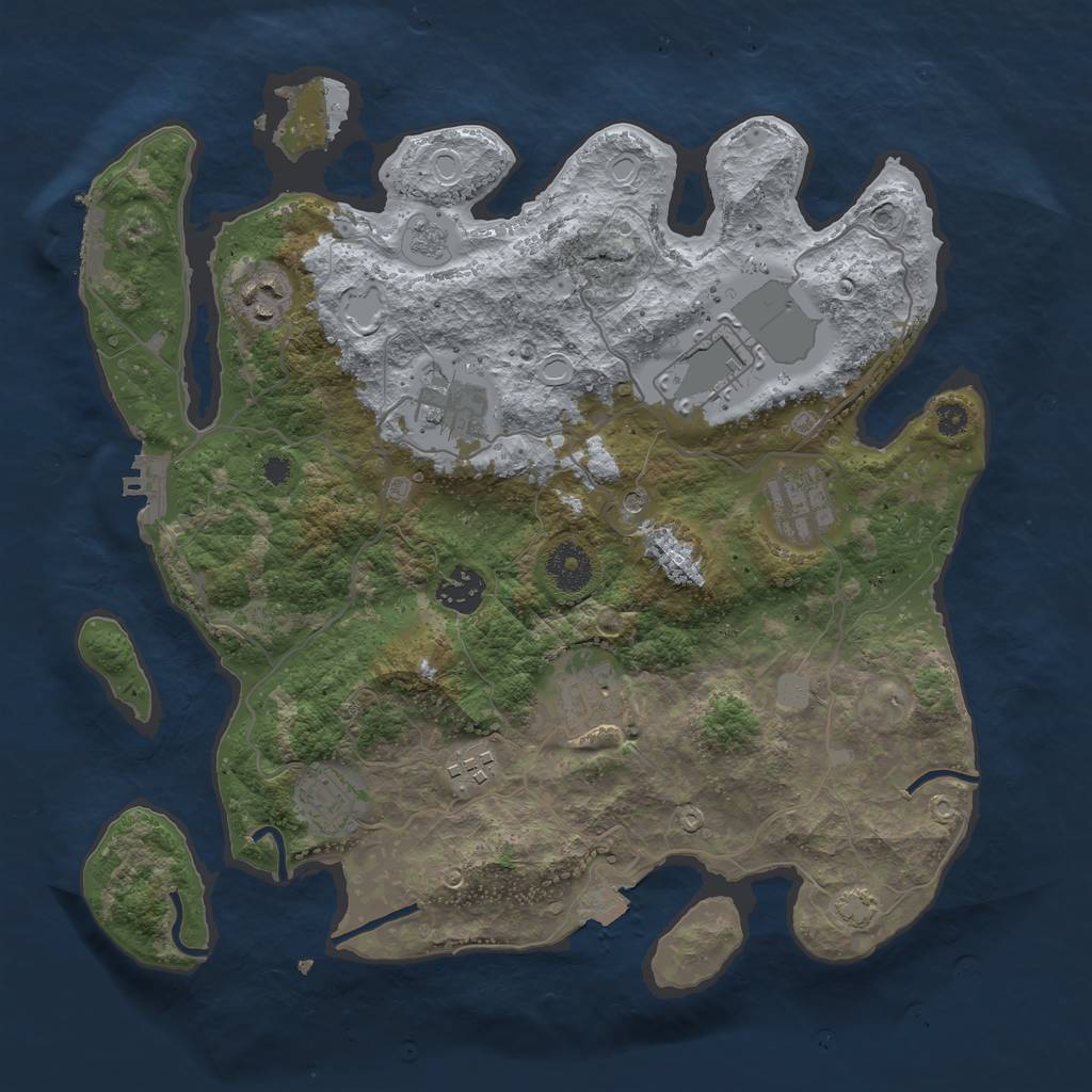 Rust Map: Procedural Map, Size: 3500, Seed: 718806093, 16 Monuments