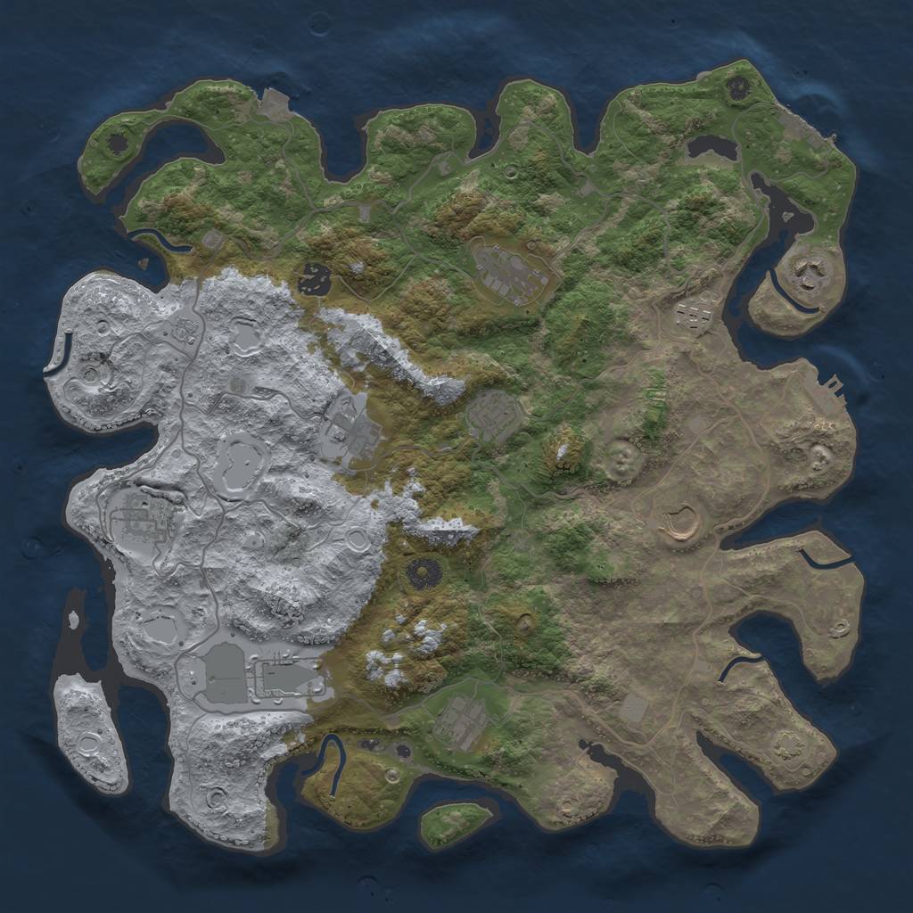 Rust Map: Procedural Map, Size: 4000, Seed: 133456789, 18 Monuments
