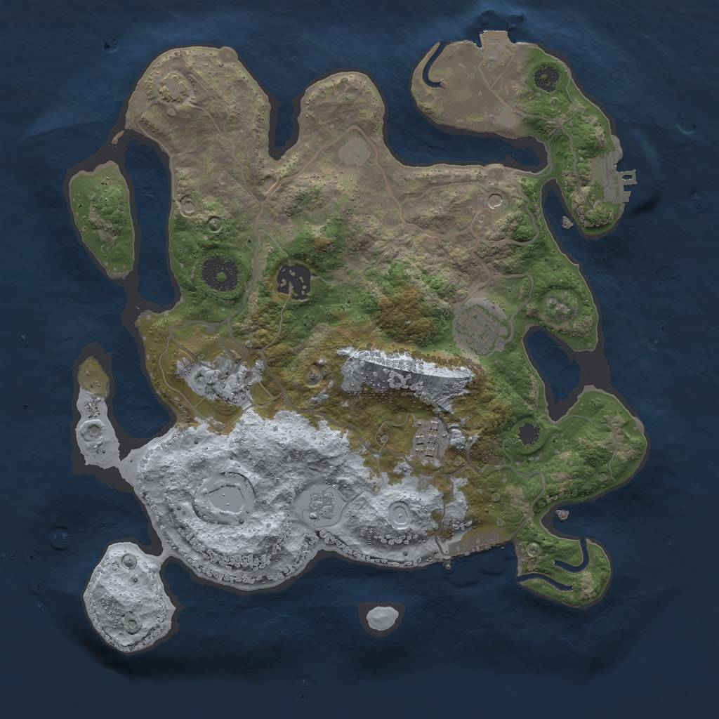 Rust Map: Procedural Map, Size: 3000, Seed: 24843, 12 Monuments