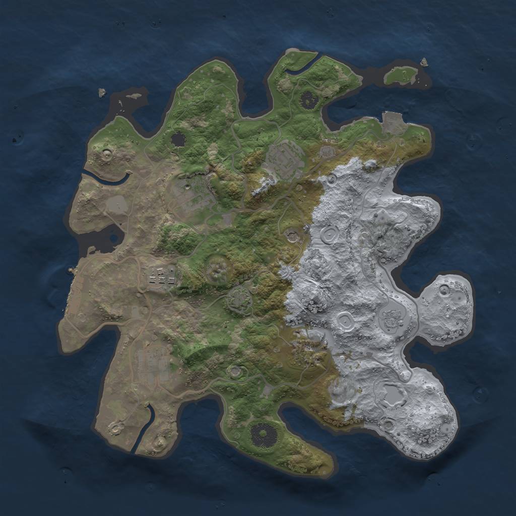 Rust Map: Procedural Map, Size: 3000, Seed: 1784037057, 12 Monuments