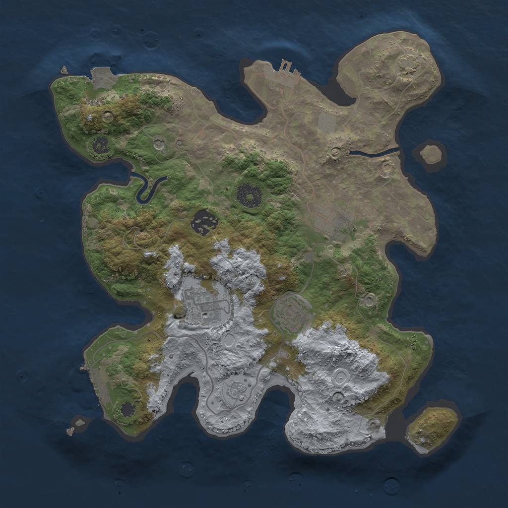Rust Map: Procedural Map, Size: 3000, Seed: 21283, 12 Monuments