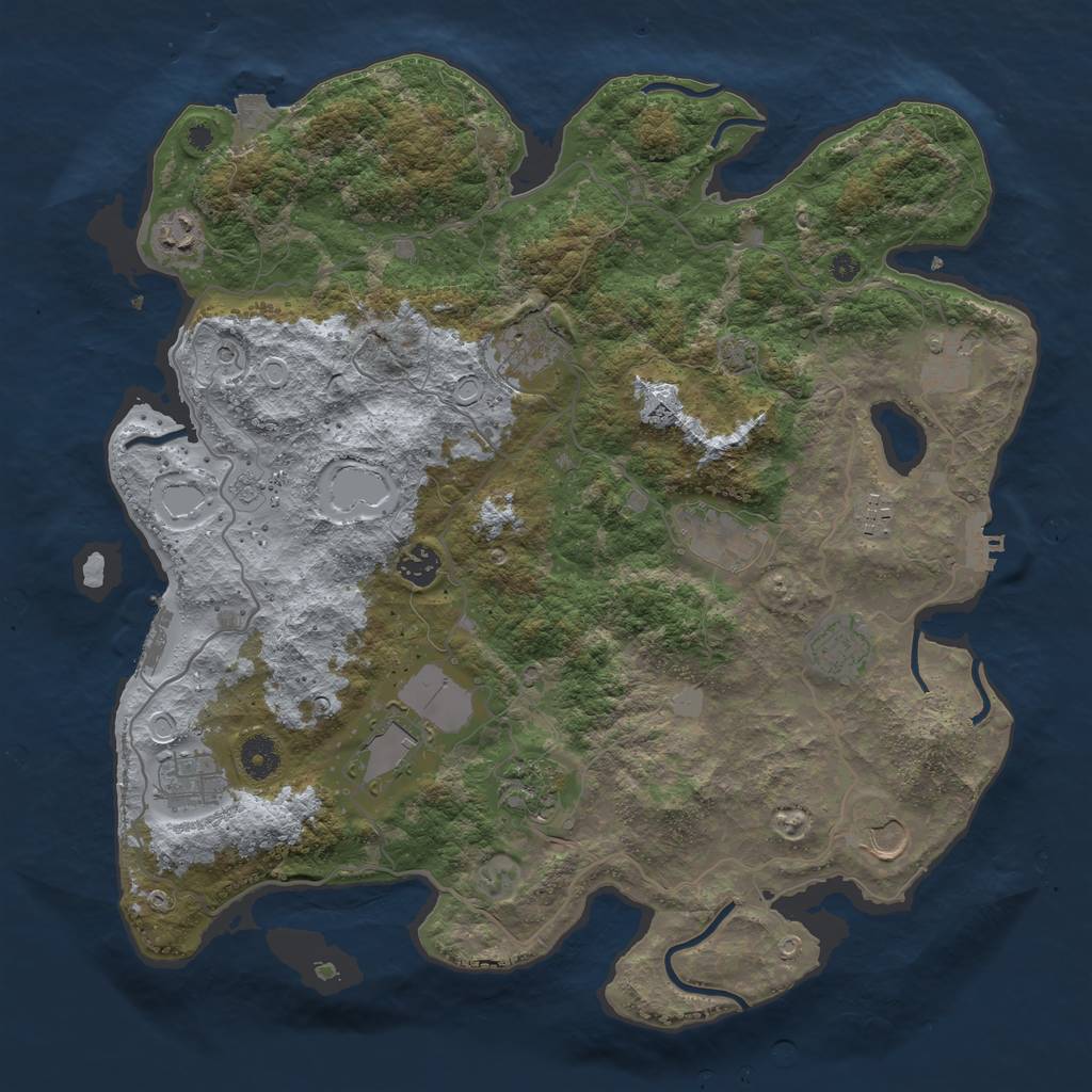 Rust Map: Procedural Map, Size: 4000, Seed: 234678314, 19 Monuments