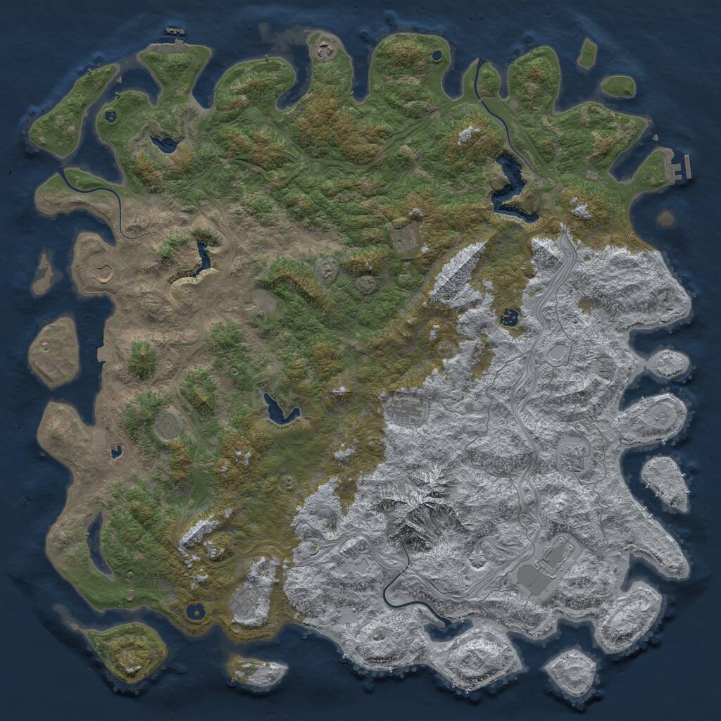 Rust Map: Procedural Map, Size: 6000, Seed: 837388, 17 Monuments