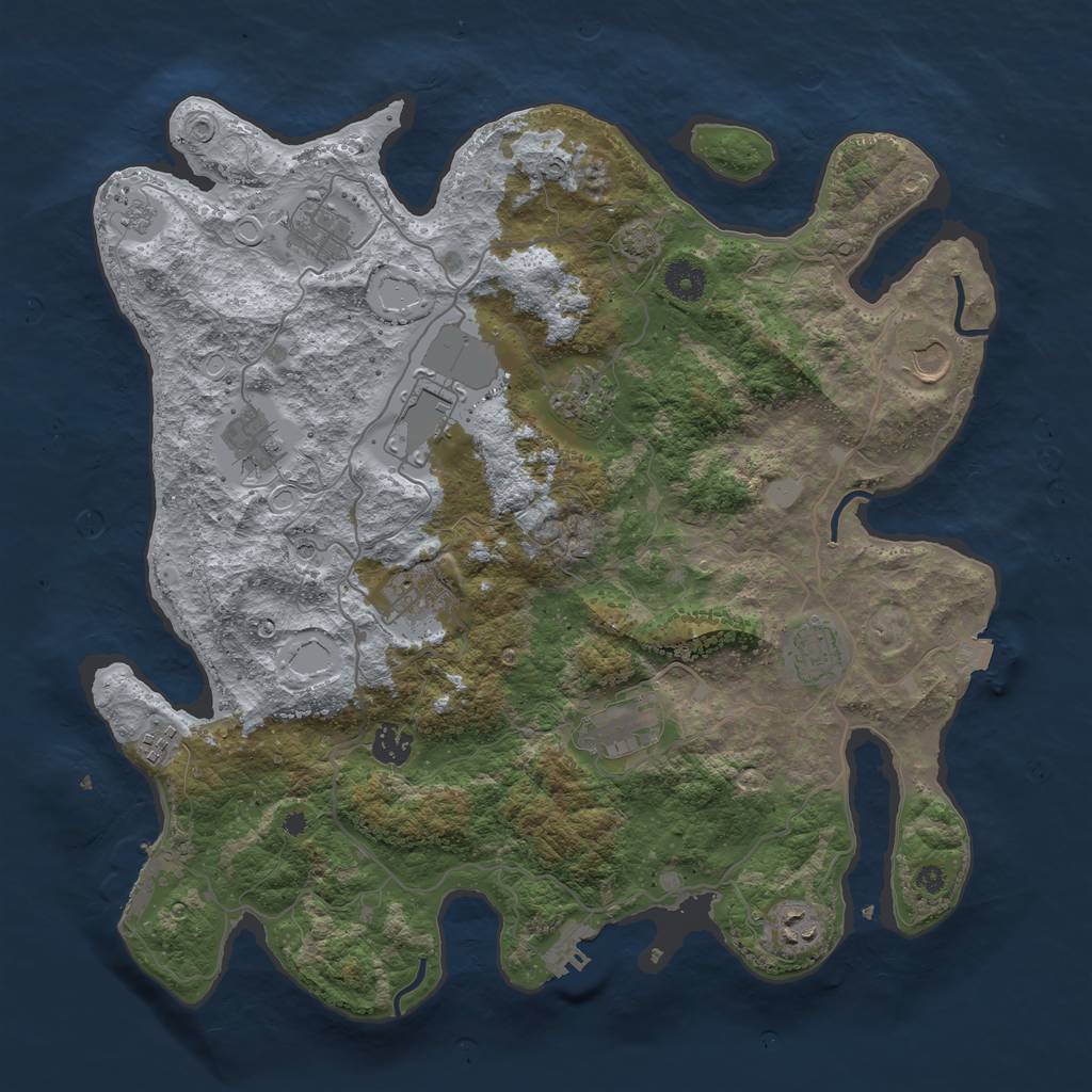 Rust Map: Procedural Map, Size: 4000, Seed: 25203, 19 Monuments