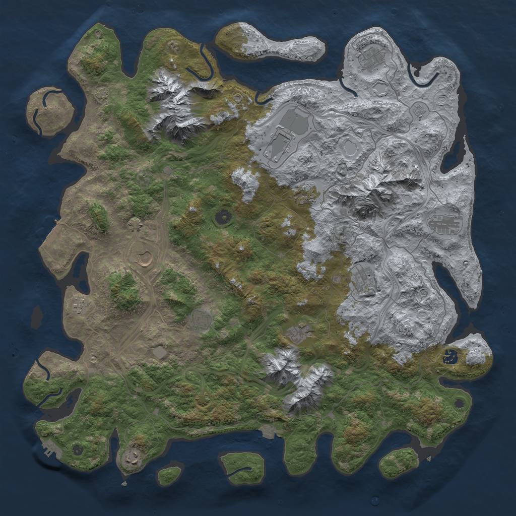 Rust Map: Procedural Map, Size: 5000, Seed: 722809056, 19 Monuments