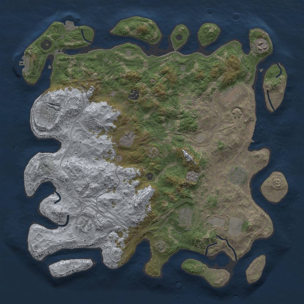 Rust Map: Procedural Map, Size: 4250, Seed: 2120435599, 18 Monuments