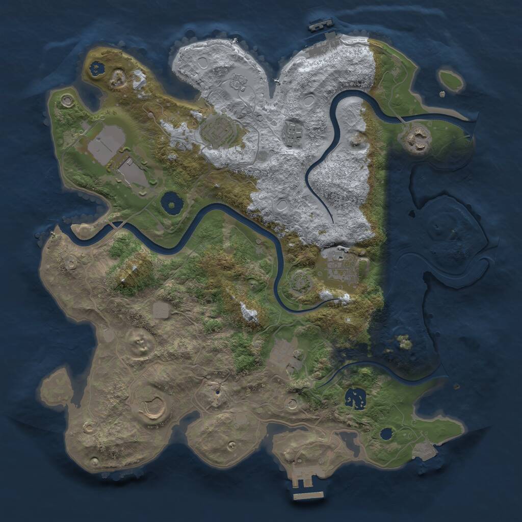 Rust Map: Procedural Map, Size: 3500, Seed: 728300912, 14 Monuments