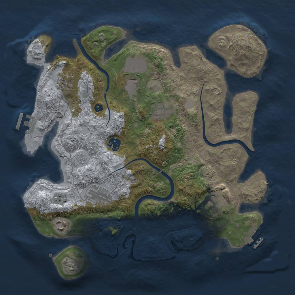 Rust Map: Procedural Map, Size: 3500, Seed: 72030665, 14 Monuments