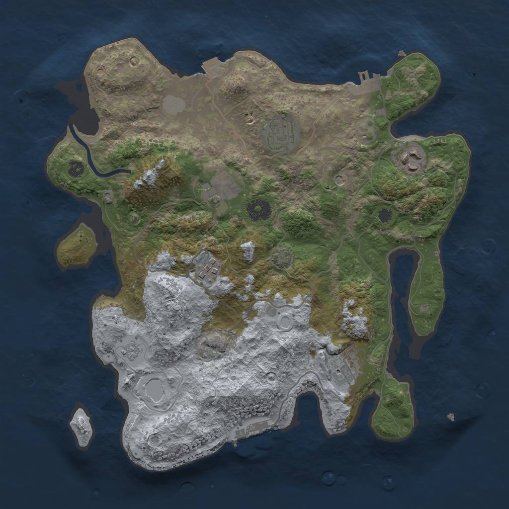 Rust Map: Procedural Map, Size: 3250, Seed: 6377, 13 Monuments