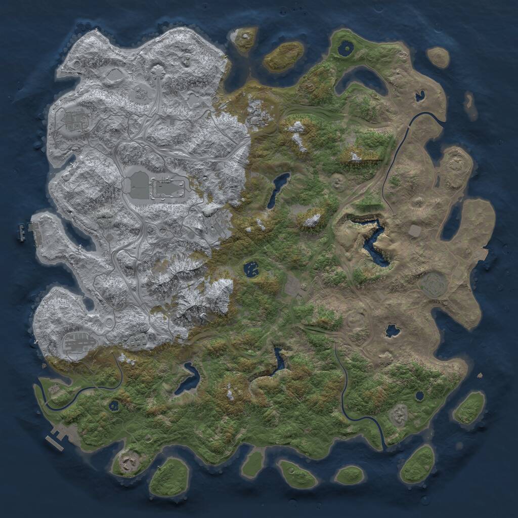 Rust Map: Procedural Map, Size: 5000, Seed: 38562, 16 Monuments