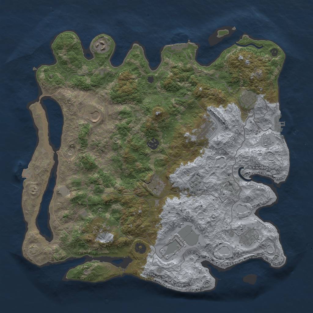 Rust Map: Procedural Map, Size: 4096, Seed: 2045162738, 18 Monuments