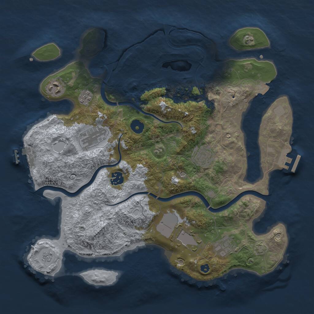 Rust Map: Procedural Map, Size: 3500, Seed: 1497194926, 13 Monuments