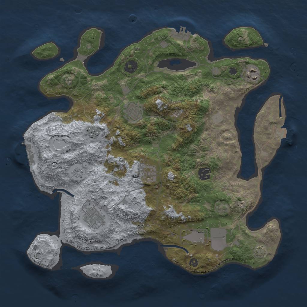 Rust Map: Procedural Map, Size: 3500, Seed: 1497194926, 15 Monuments