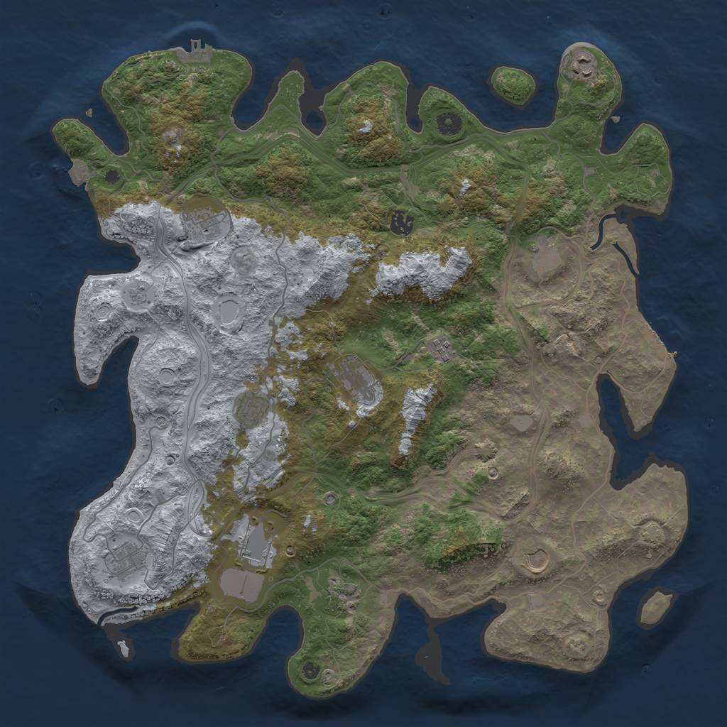 Rust Map: Procedural Map, Size: 4500, Seed: 4204691, 19 Monuments