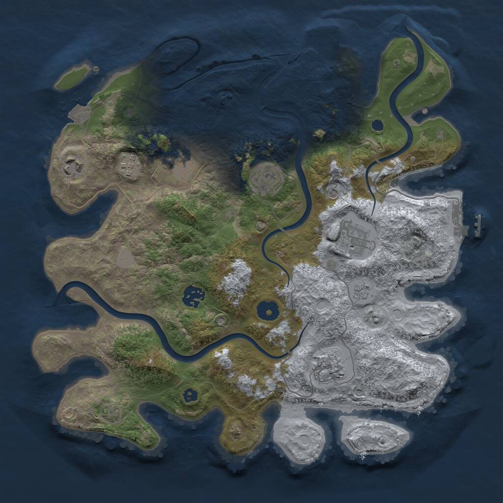 Rust Map: Procedural Map, Size: 3500, Seed: 32323123, 13 Monuments