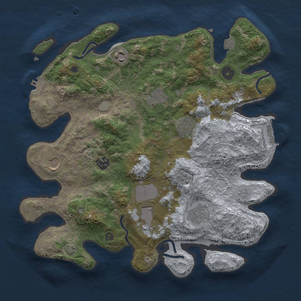 Rust Map: Procedural Map, Size: 3500, Seed: 32323123, 16 Monuments