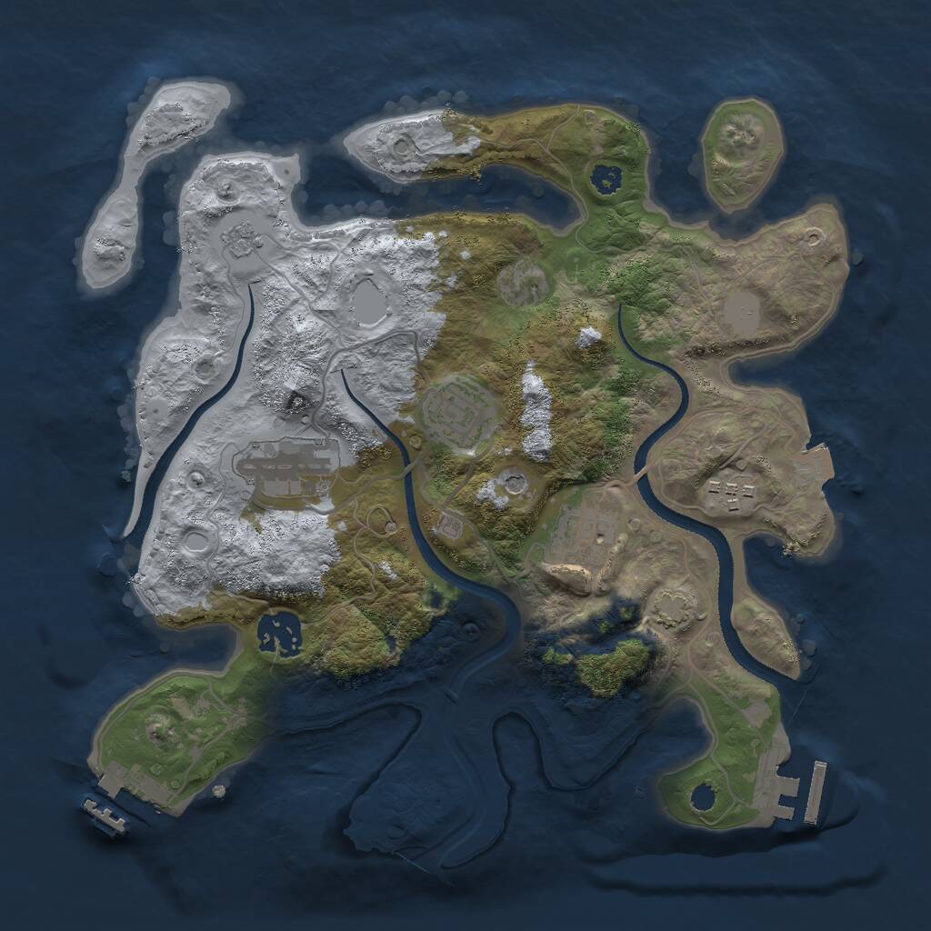 Rust Map: Procedural Map, Size: 3000, Seed: 776584981, 11 Monuments