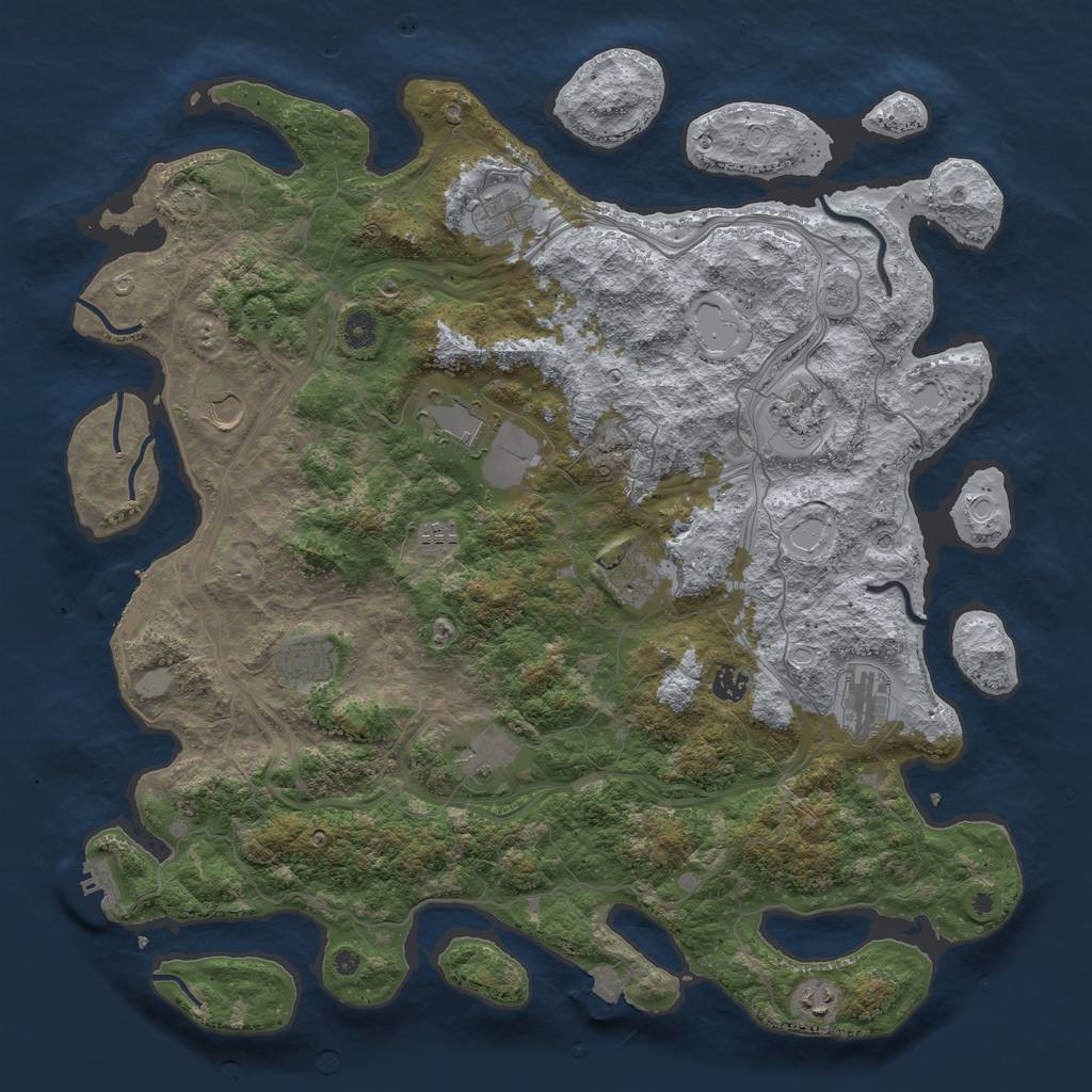 Rust Map: Procedural Map, Size: 4550, Seed: 49716901, 19 Monuments