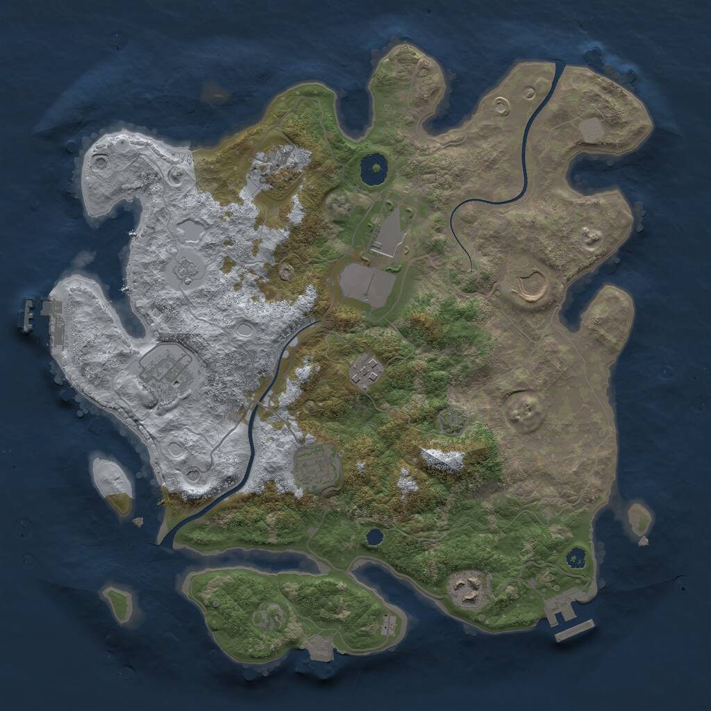 Rust Map: Procedural Map, Size: 3500, Seed: 1620741460, 13 Monuments