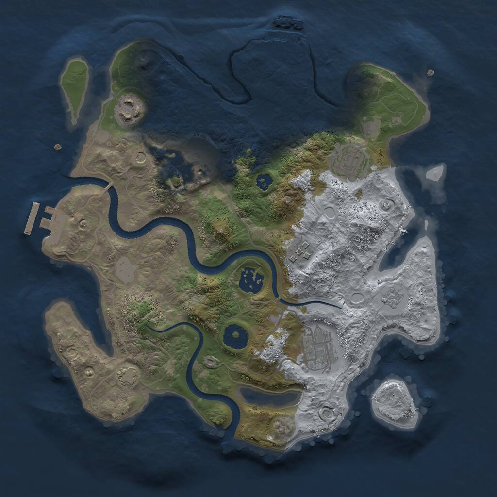 Rust Map: Procedural Map, Size: 3000, Seed: 10374, 12 Monuments