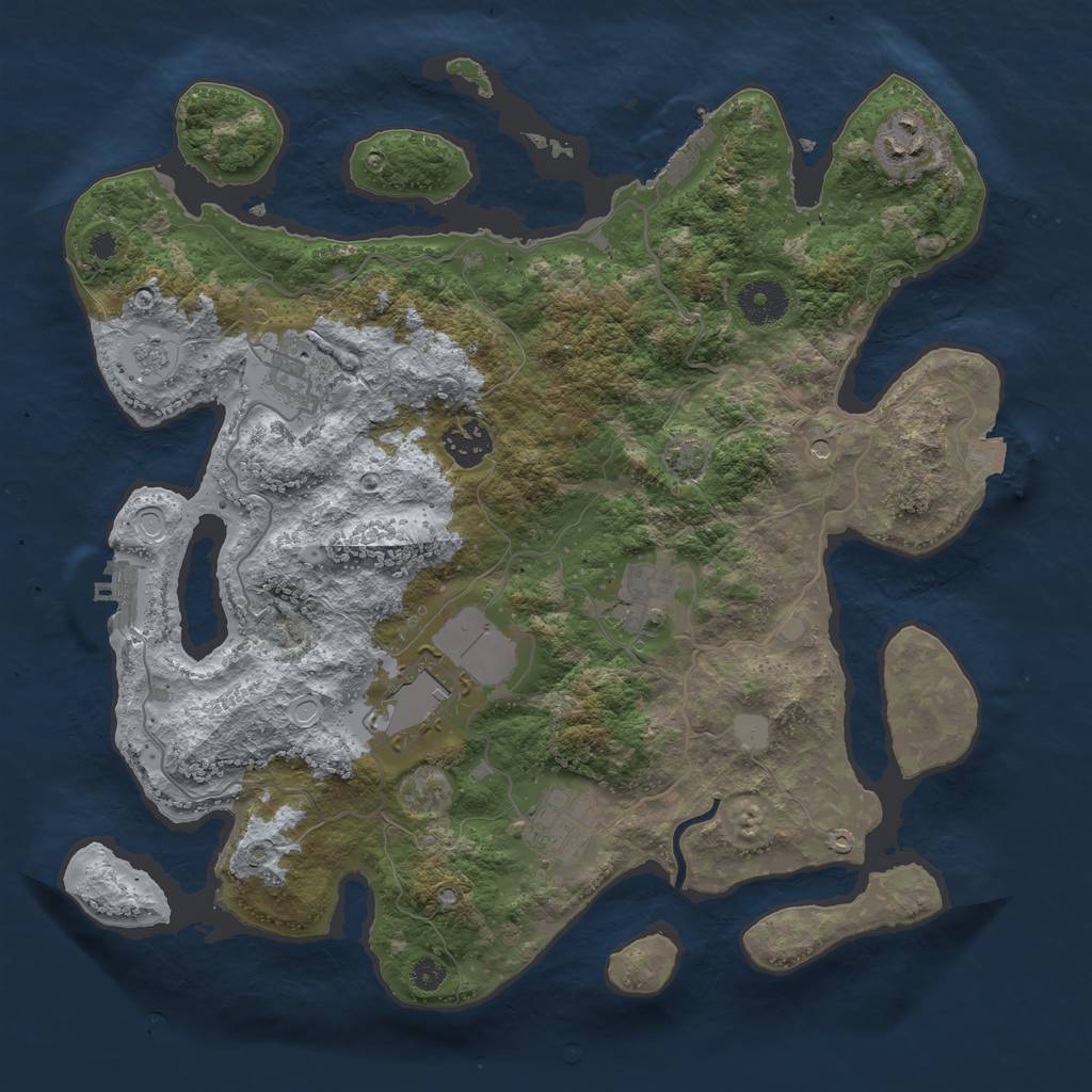 Rust Map: Procedural Map, Size: 3500, Seed: 2060697566, 14 Monuments