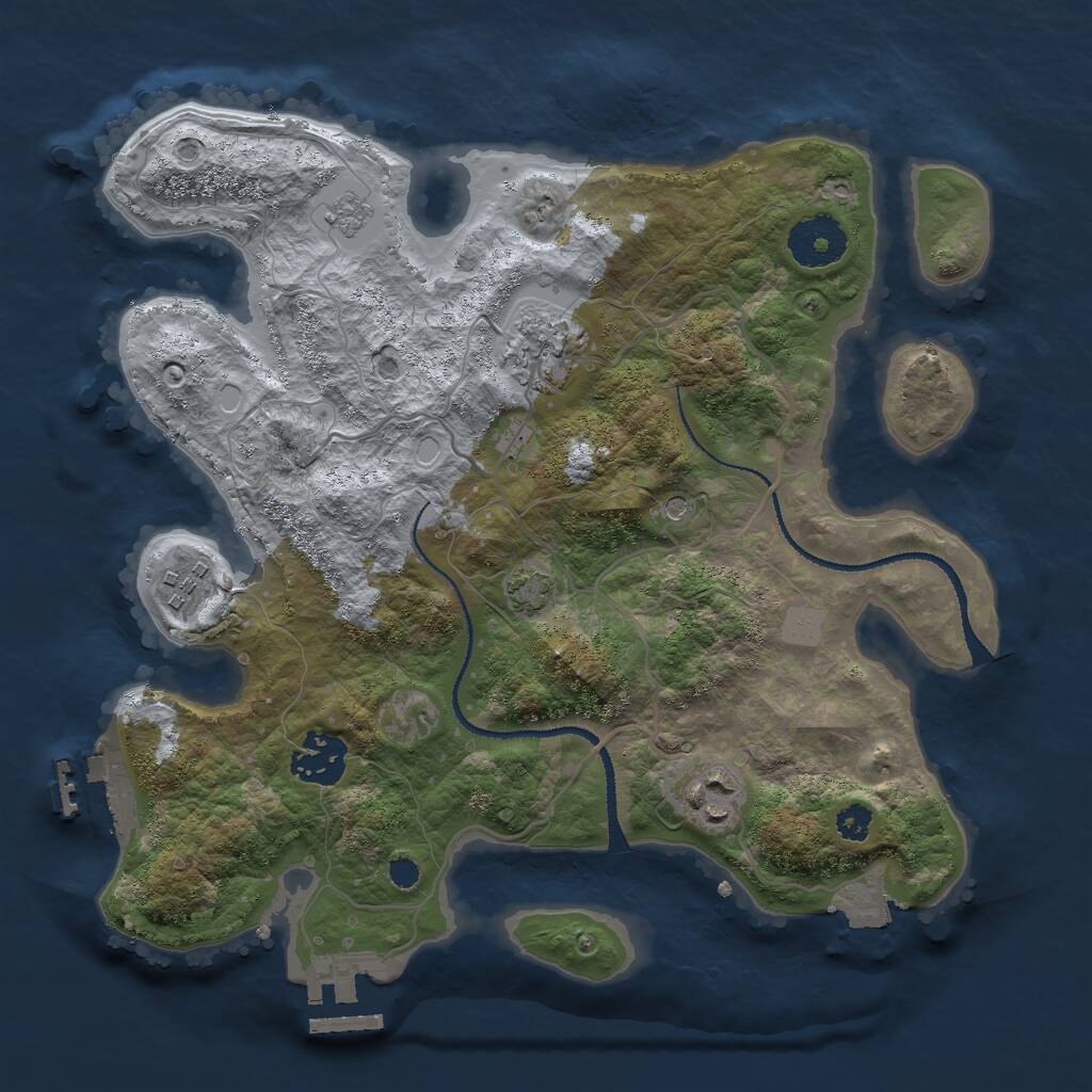 Rust Map: Procedural Map, Size: 3000, Seed: 72345, 10 Monuments