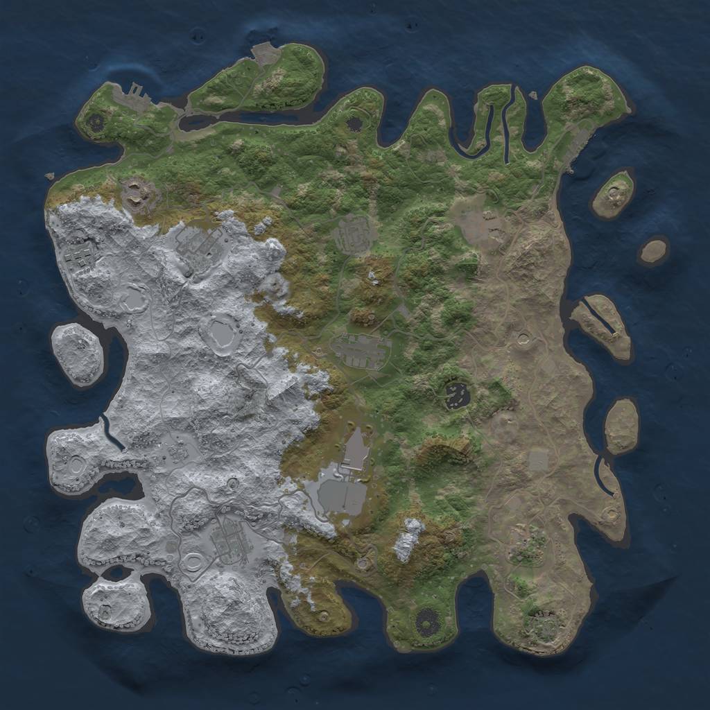 Rust Map: Procedural Map, Size: 3980, Seed: 837840646, 18 Monuments