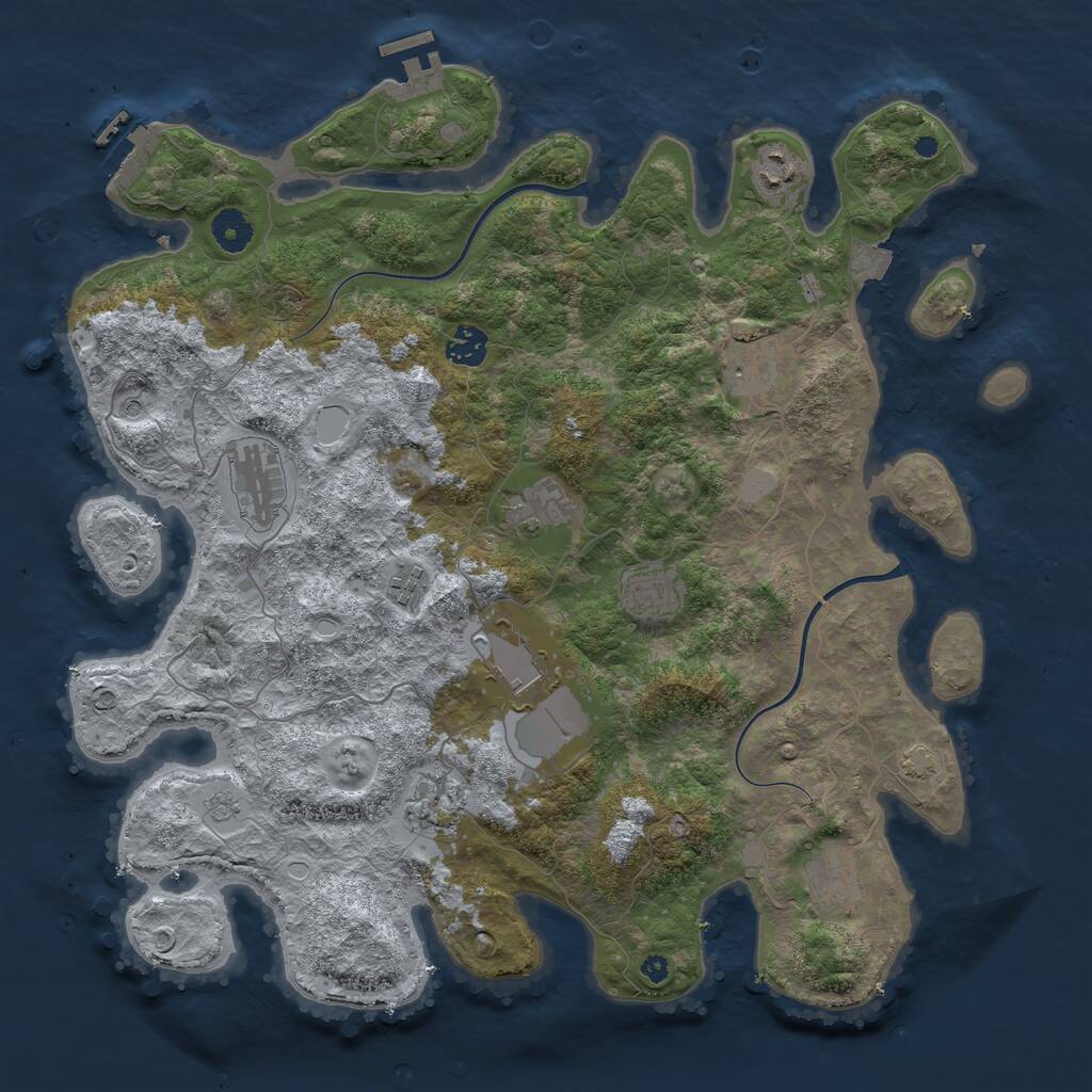 Rust Map: Procedural Map, Size: 3980, Seed: 837840646, 16 Monuments