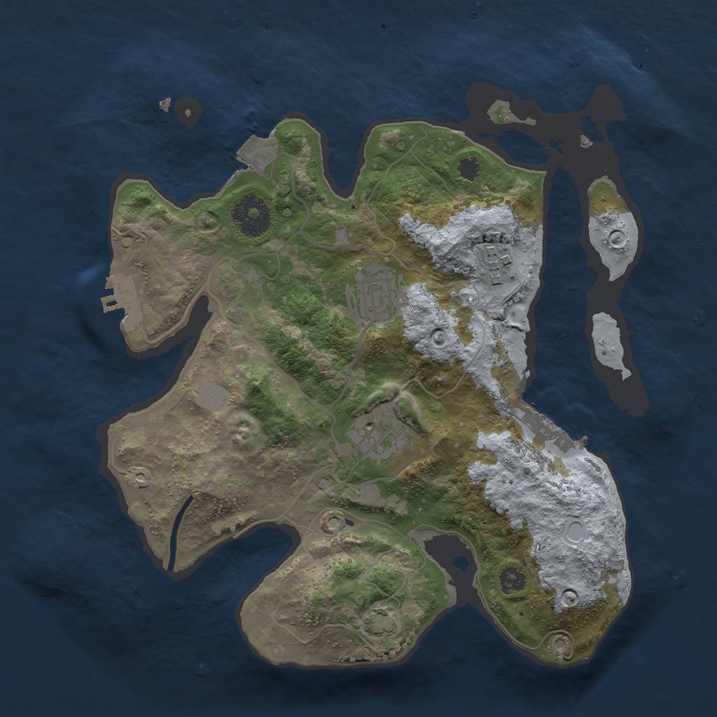 Rust Map: Procedural Map, Size: 2750, Seed: 246810, 9 Monuments