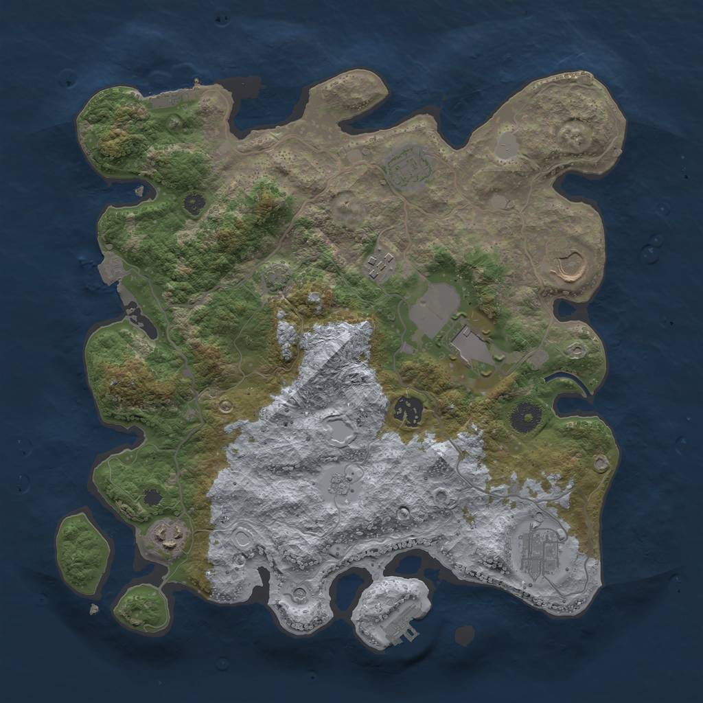 Rust Map: Procedural Map, Size: 3500, Seed: 197298299, 15 Monuments