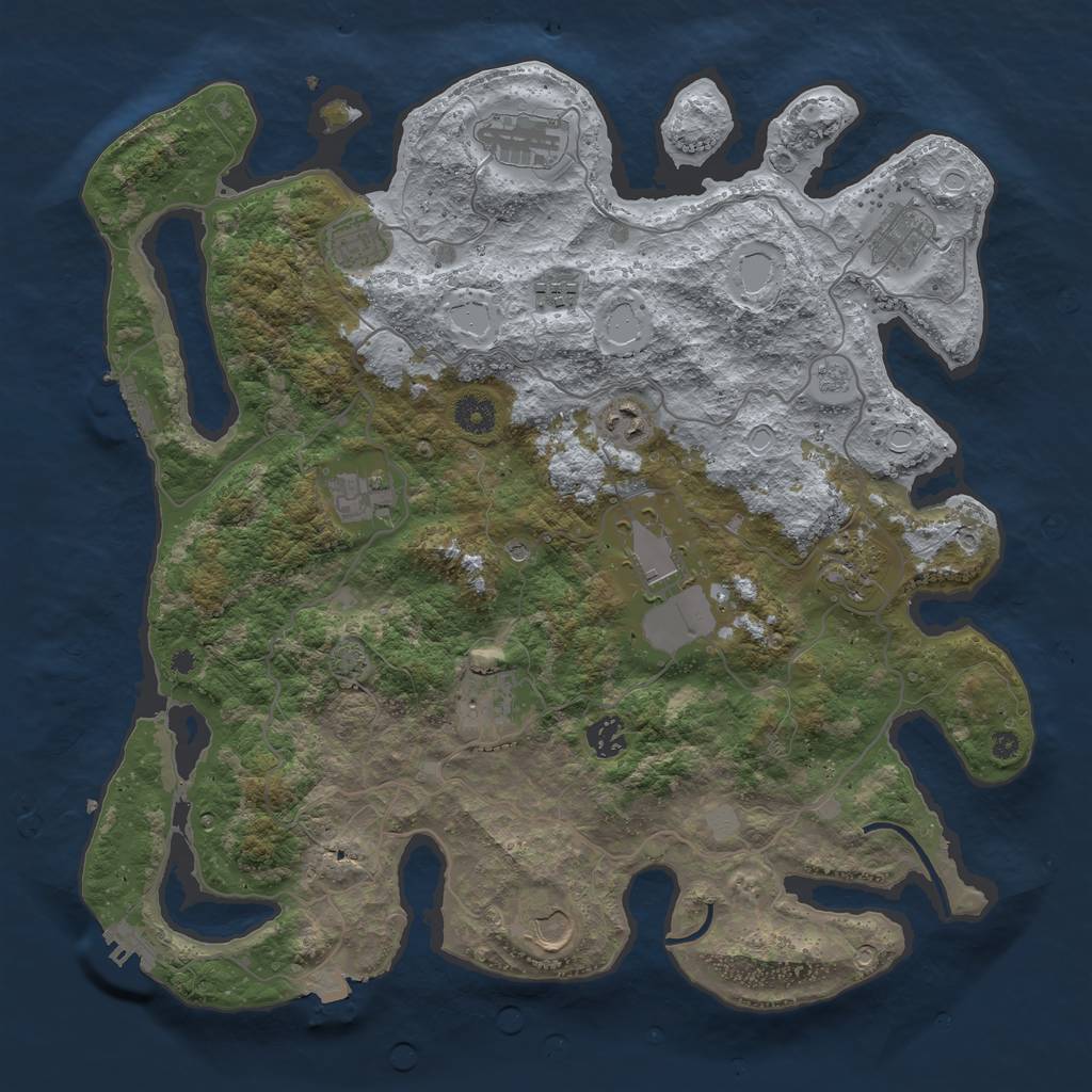Rust Map: Procedural Map, Size: 4000, Seed: 2467467, 19 Monuments
