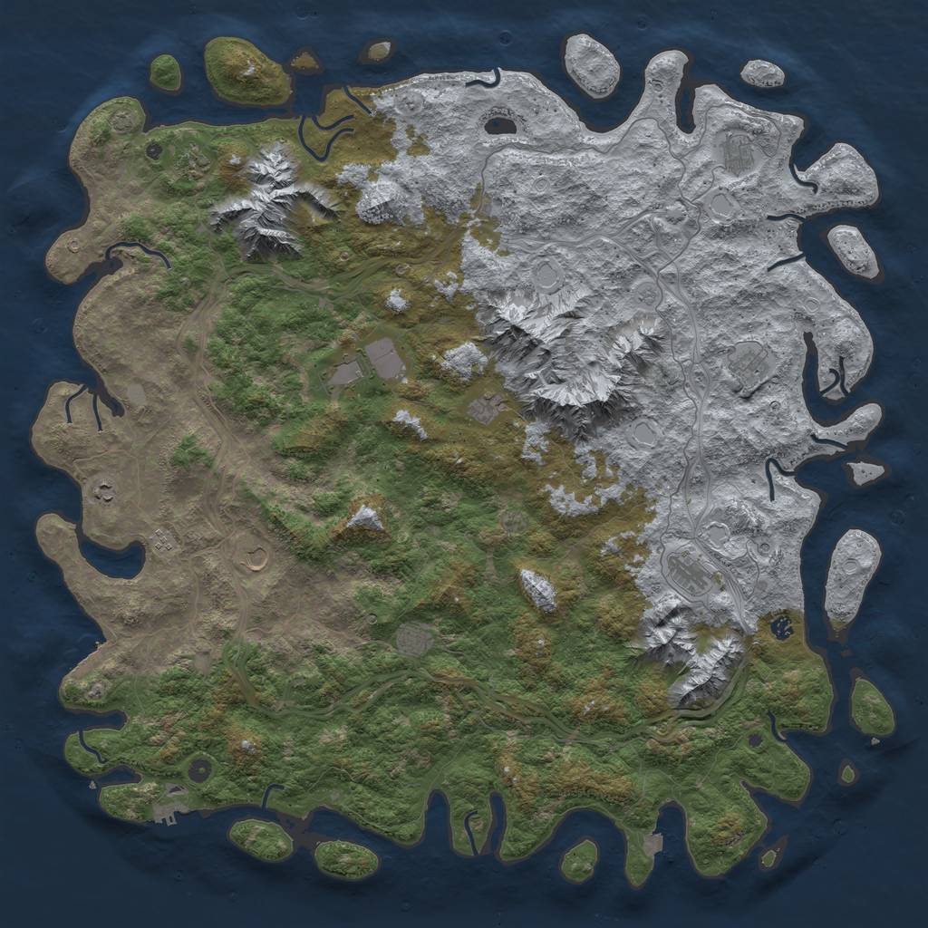 Rust Map: Procedural Map, Size: 6000, Seed: 133769, 19 Monuments
