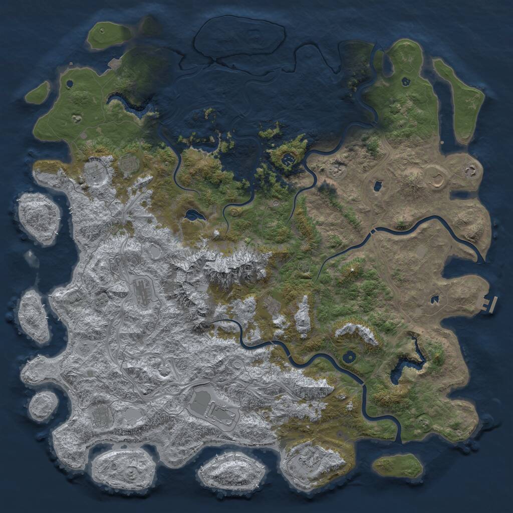 Rust Map: Procedural Map, Size: 6000, Seed: 854263393, 16 Monuments
