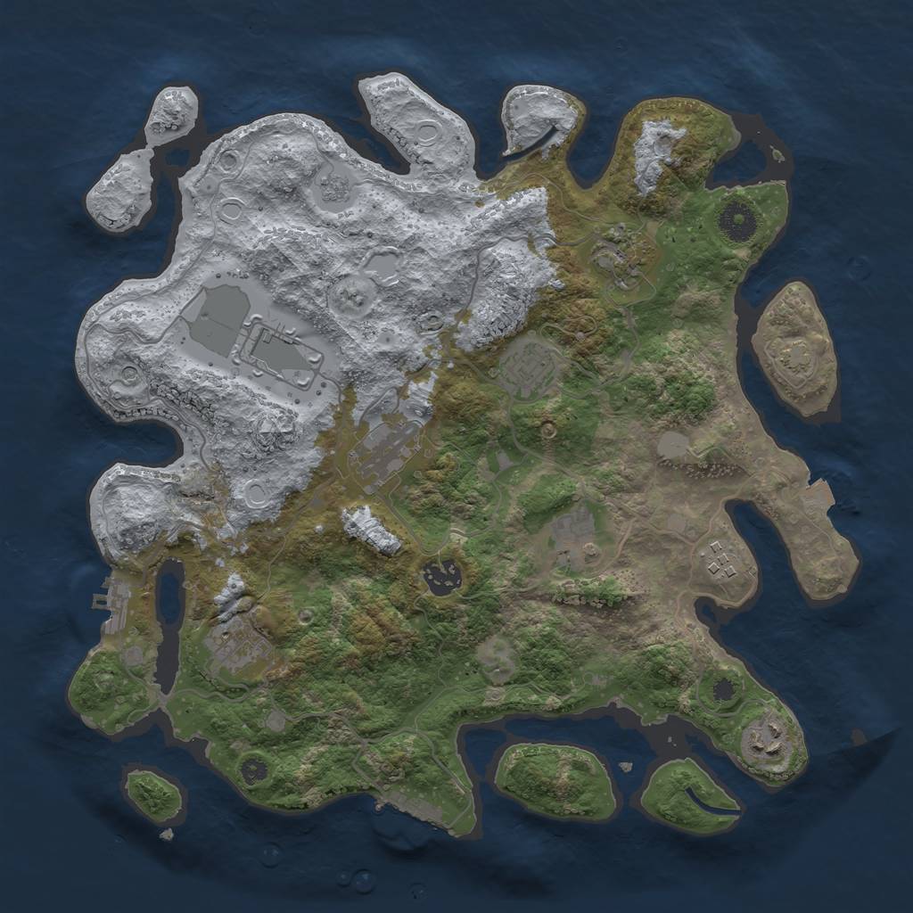 Rust Map: Procedural Map, Size: 3600, Seed: 1368846215, 17 Monuments