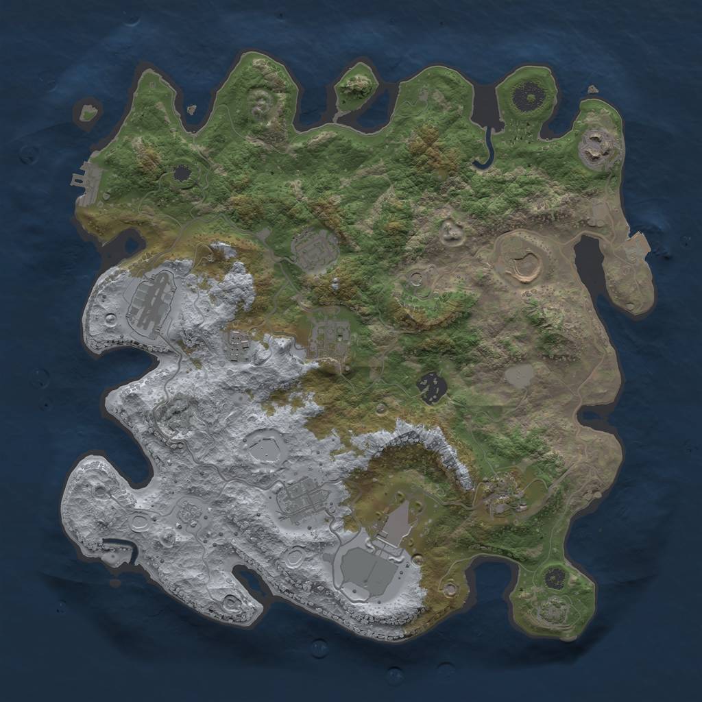 Rust Map: Procedural Map, Size: 3500, Seed: 669132340, 17 Monuments