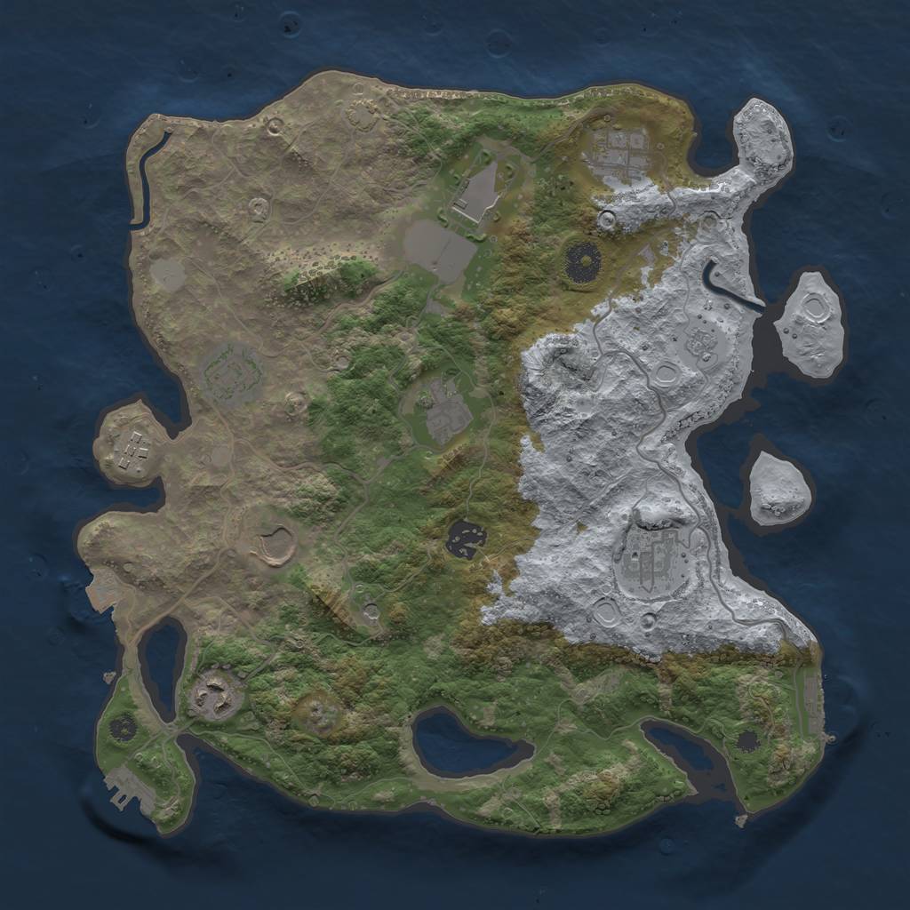 Rust Map: Procedural Map, Size: 3500, Seed: 1739218113, 17 Monuments