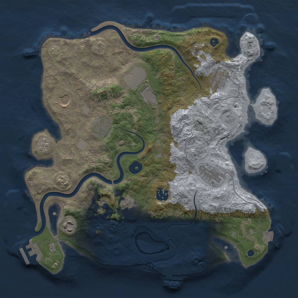 Rust Map: Procedural Map, Size: 3500, Seed: 1739218113, 15 Monuments