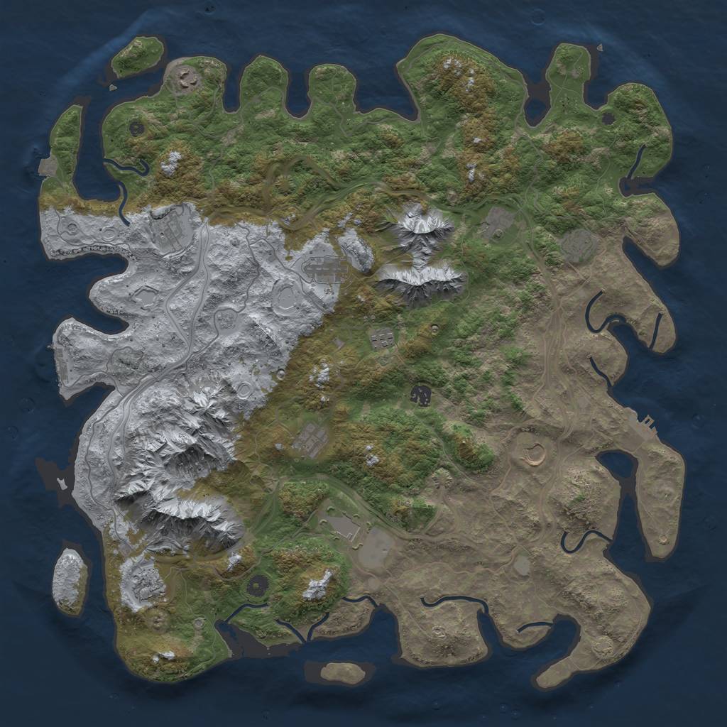 Rust Map: Procedural Map, Size: 5000, Seed: 1730599023, 19 Monuments