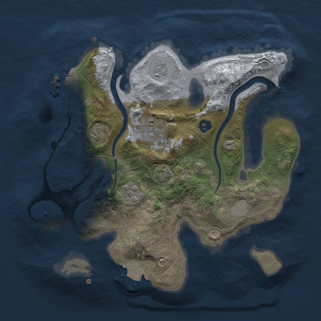 Rust Map: Procedural Map, Size: 2500, Seed: 1102157577, 6 Monuments