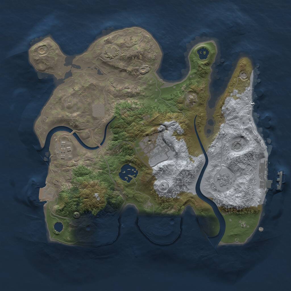 Rust Map: Procedural Map, Size: 2500, Seed: 882321163, 8 Monuments